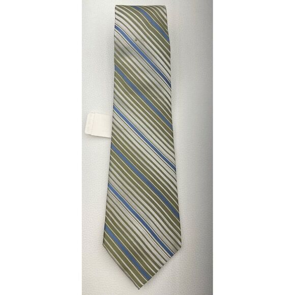 Alfani Green Blue Stripe 58” Silk Necktie NWT - Picture 2 of 5